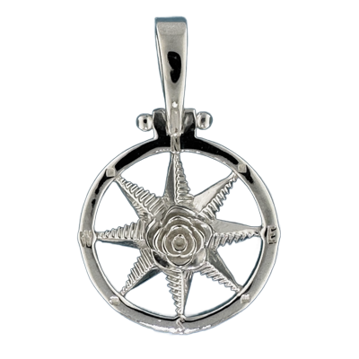compass rose pendant in sterling silver