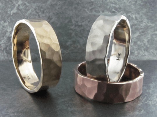 Hand Made Hammered Gold Bands