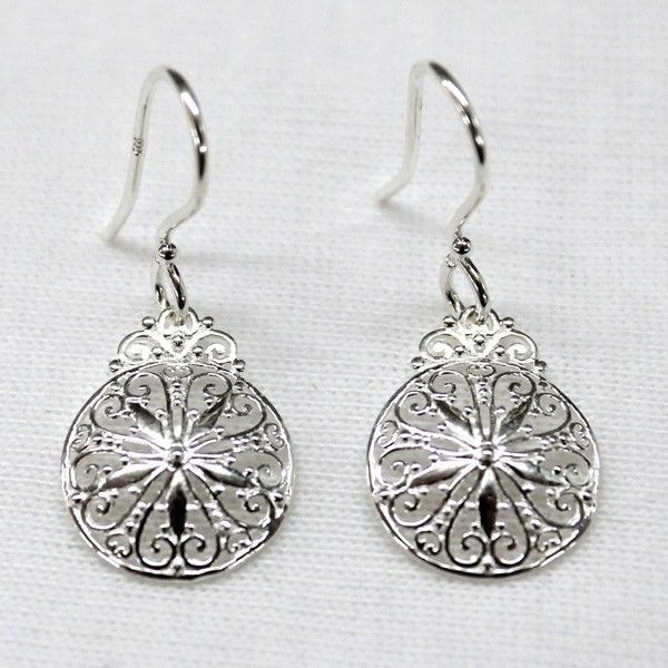 "Southern Gates" Sanddollar Inspired Earrings in Sterling Silver