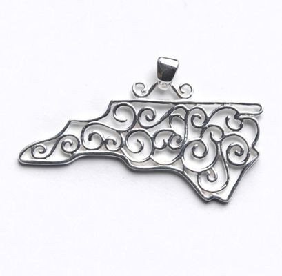 Southern Gates North Carolina Pendant in Sterling Silver