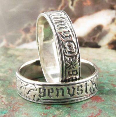 "Myn Genyst" (German ~ "My Heart") poesy rings in silver